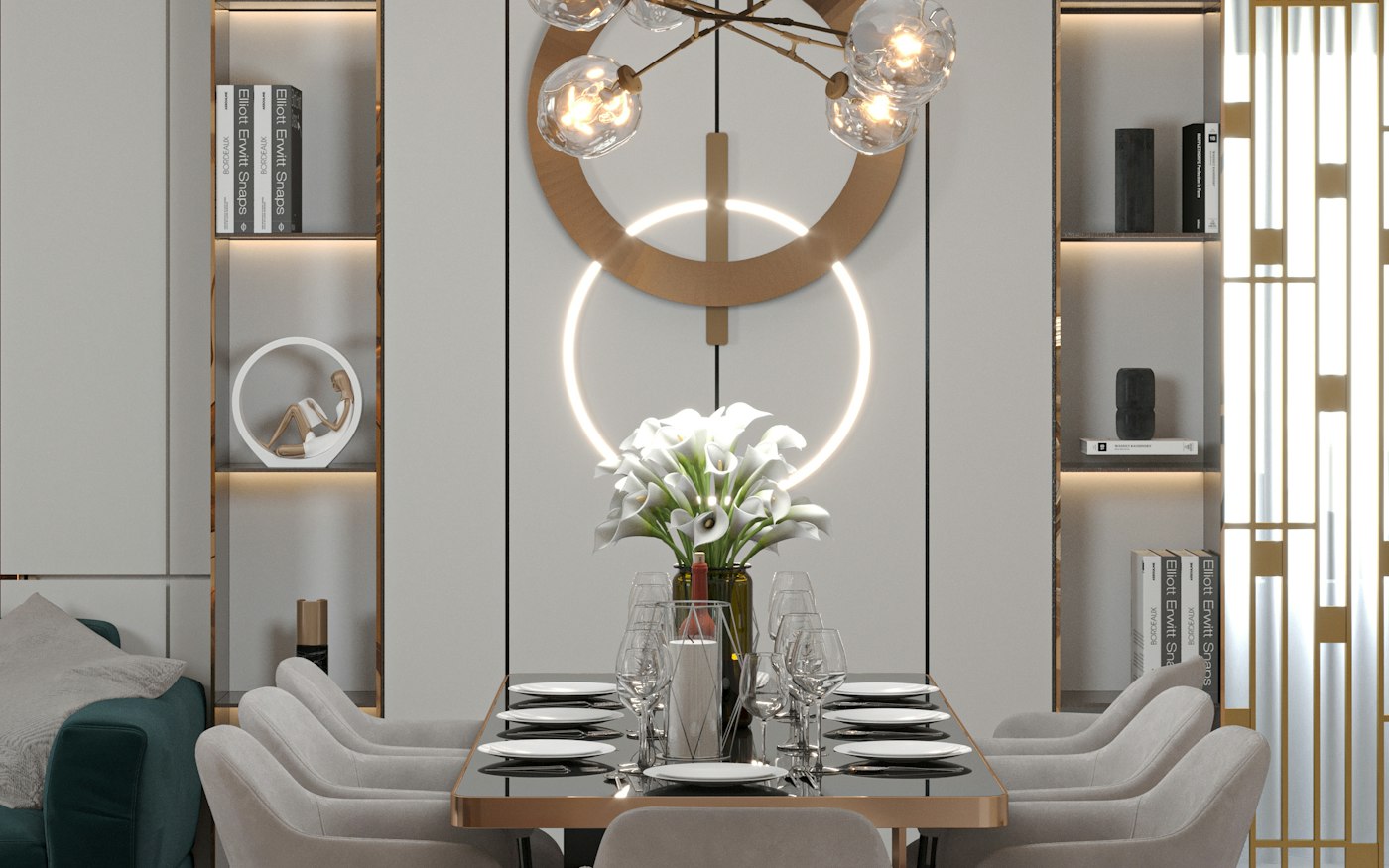 A cream and gold reception salon